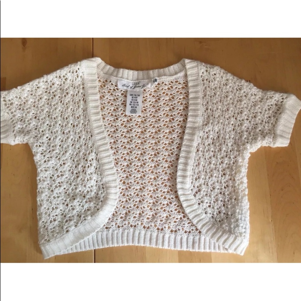 H&M off white Knitted Bolero Cropped Jacket.